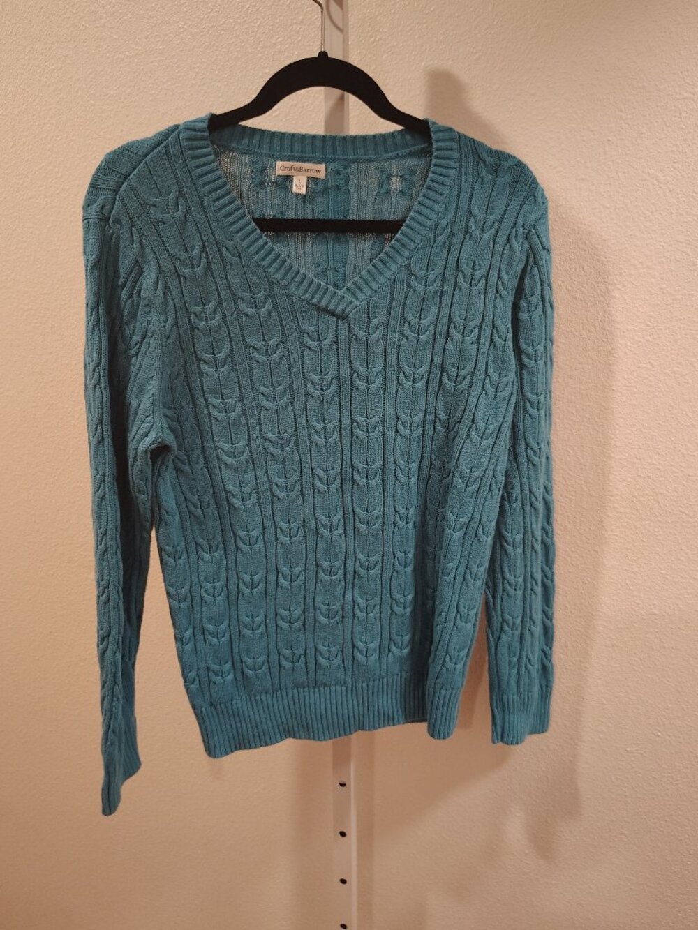 Croft & Barrow Women's Sweater Size Large V-Neck Cable Knit Long Sleeve